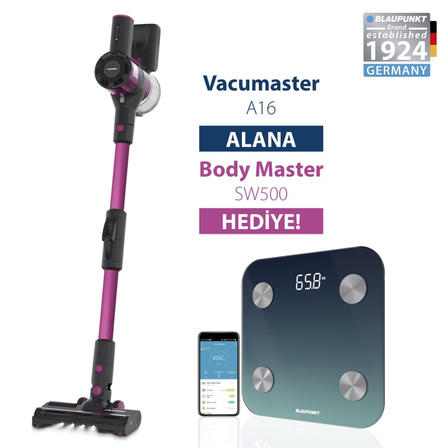 Blaupunkt A16 Vacumaster Kablosuz Dikey Süpürge + Blaupunkt SW500 Body Master Smart Tartı - 1