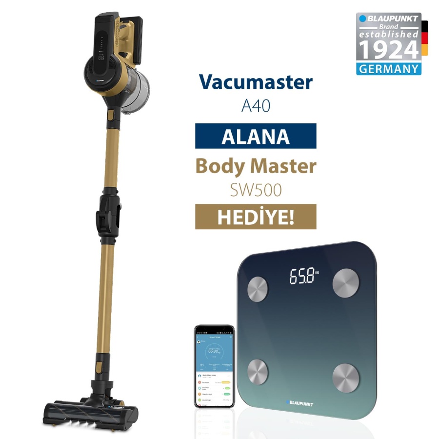 Blaupunkt A40 Vacumaster Kablosuz Dikey Süpürge + Blaupunkt SW500 Body Master Smart Tartı - 1