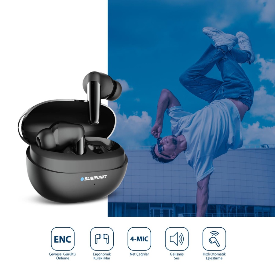 Blaupunkt B420 Kablosuz Bluetooth ENC Android IOS Uyumlu TWS Kulaklık Siyah - 4