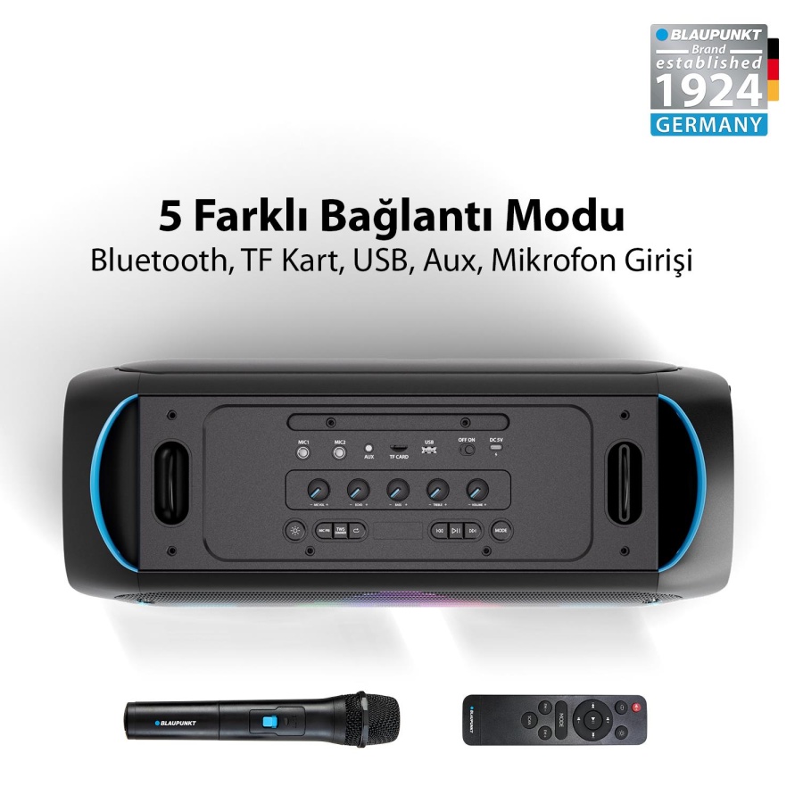 Blaupunkt PL700 Mikrofonlu Uzaktan Kumandalı Kablosuz BT Speaker Hoparlör Siyah - 4