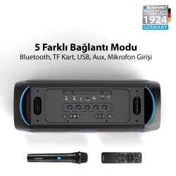 Blaupunkt PL700 Mikrofonlu Uzaktan Kumandalı Kablosuz BT Speaker Hoparlör Siyah - 4