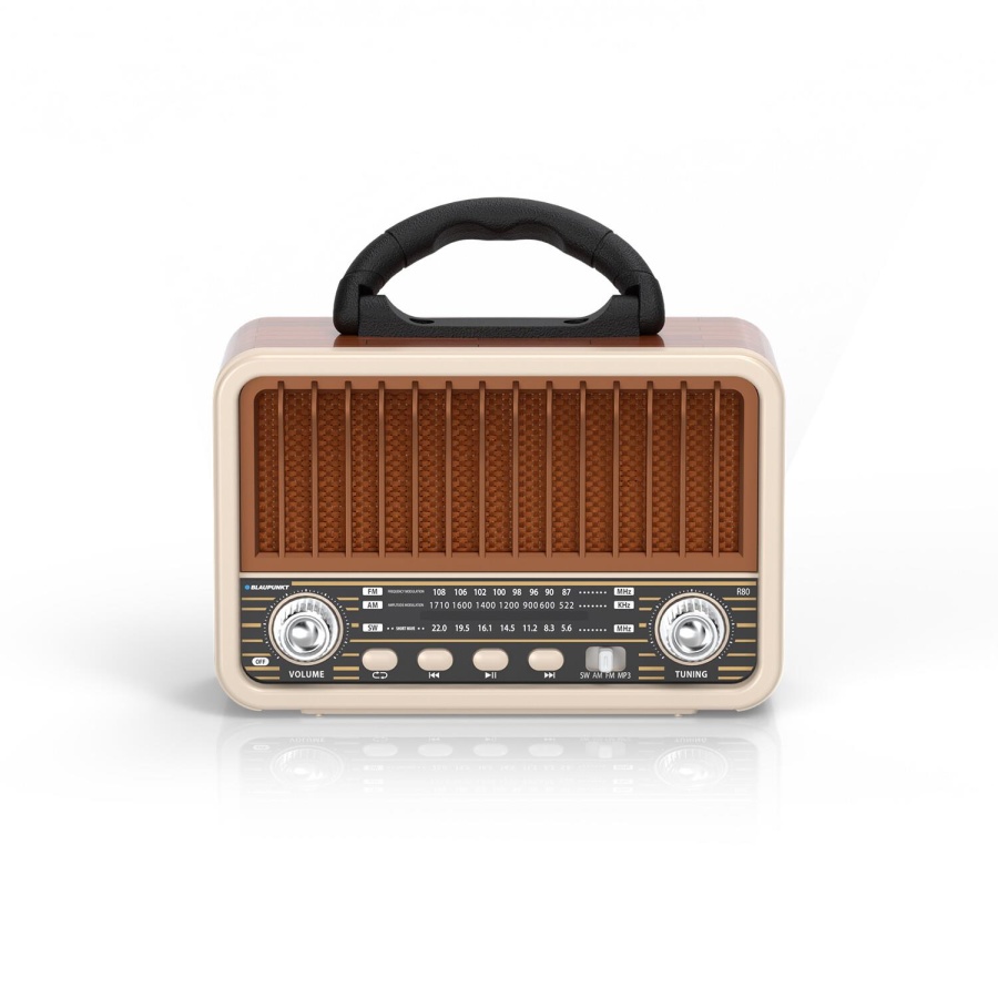 Blaupunkt R80 Nostaljik Radyo BT 5.3 Type-C Destekli FM AM SW Hafızalı Şarjlı Kahverengi - 1