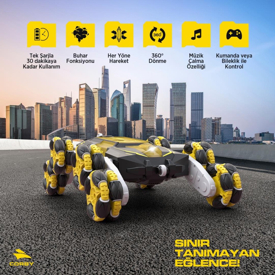 Corby Aero Spınner CSG11 Uzaktan Kumandalı Akrobat Araba Sarı - 2