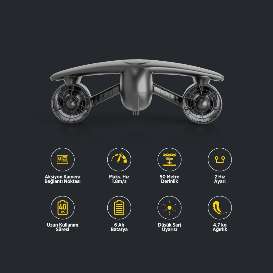 Corby Aqua Vento M3 Elektrikli 2 x 300W Deniz Scooter Siyah - 2