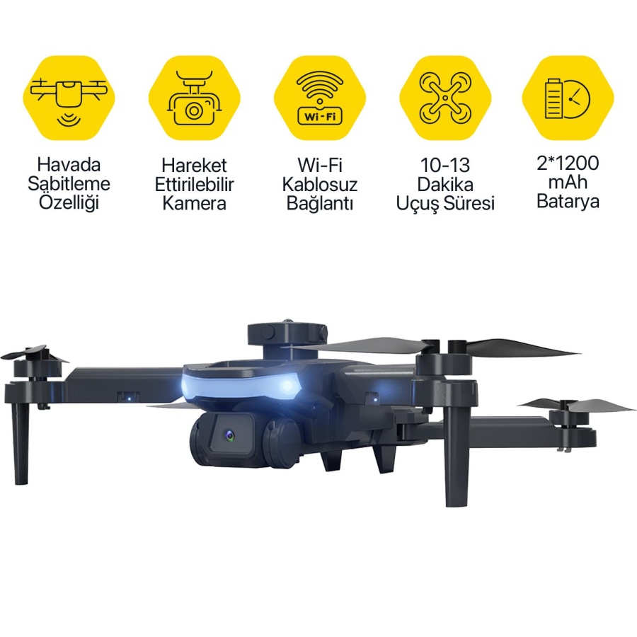 Corby Brushless WiFi Kameralı Drone Çift Bataryalı 720P HD Kamera 90° Hareketli Kamera IR Sensörlü - 2