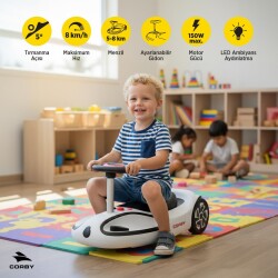 Corby CS30 Elektrikli Çocuk Scooter Beyaz - 2