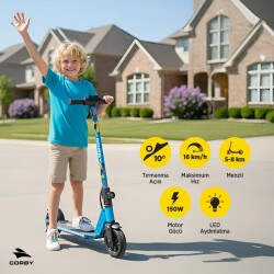 Corby CS90 Elektrikli Çocuk Scooter Mavi - Corby