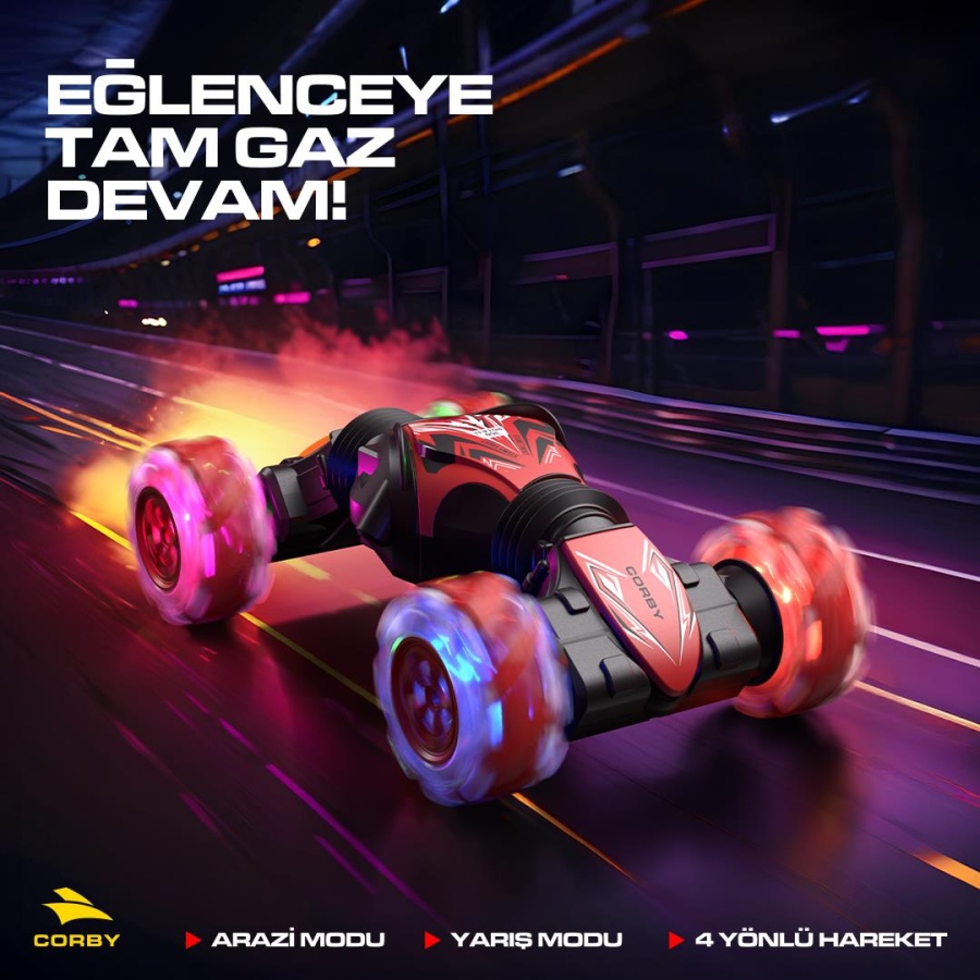 Corby CSG01 Uzaktan Kumandalı Akrobat Araba Kırmızı - 1