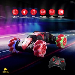 Corby CSG01 Uzaktan Kumandalı Akrobat Araba Kırmızı - 2