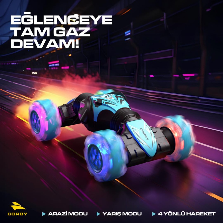 Corby CSG01 Uzaktan Kumandalı Akrobat Araba Mavi - 1