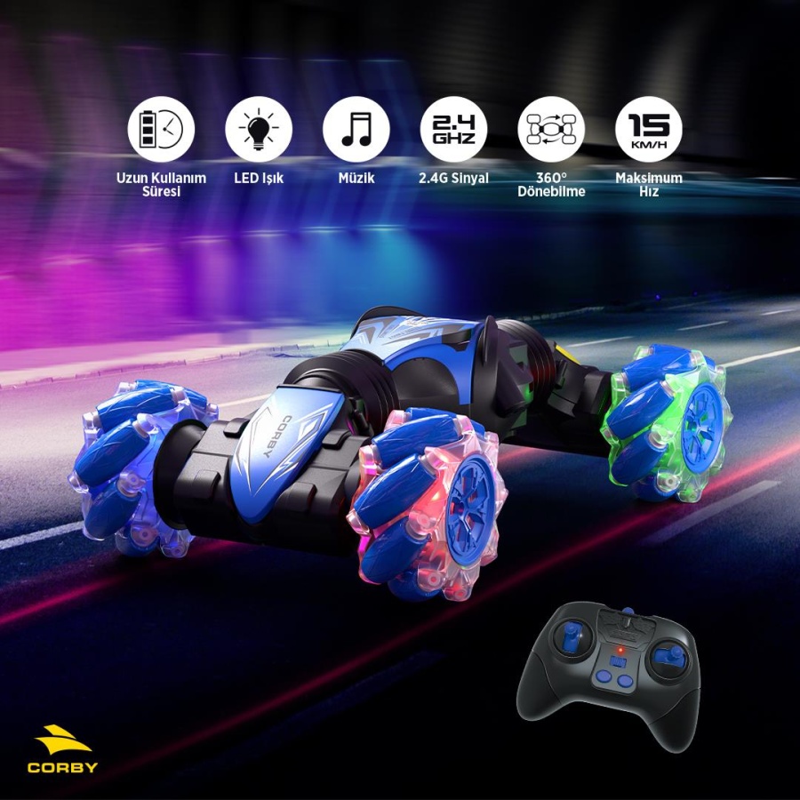 Corby CSG01 Uzaktan Kumandalı Akrobat Araba Navy - 2