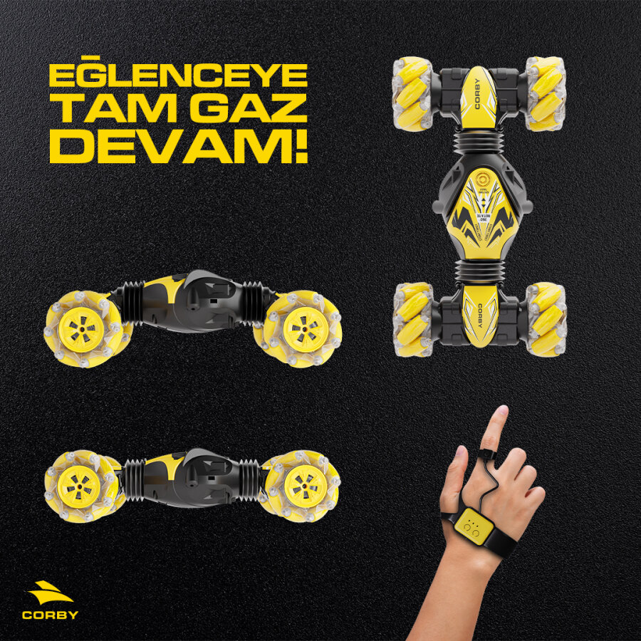 Corby CSG01 Uzaktan Kumandalı Akrobat Araba Sarı - 3
