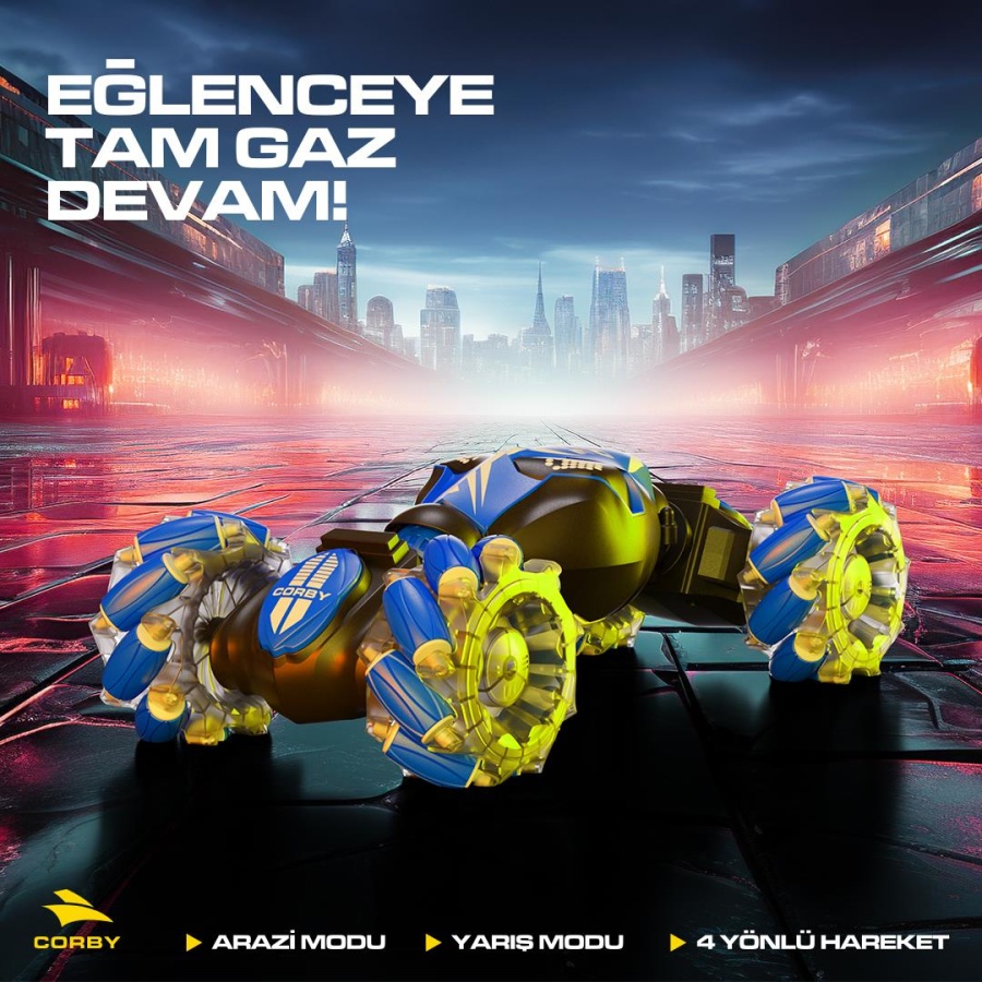 Corby CSG02 Uzaktan Kumandalı Akrobat Araba Mavi - 1