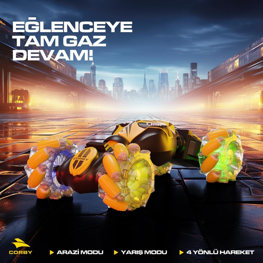 Corby CSG02 Uzaktan Kumandalı Akrobat Araba Sarı - 1