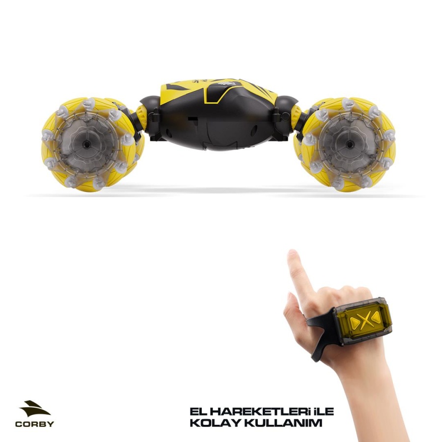 Corby CSG02 Uzaktan Kumandalı Akrobat Araba Sarı - 5