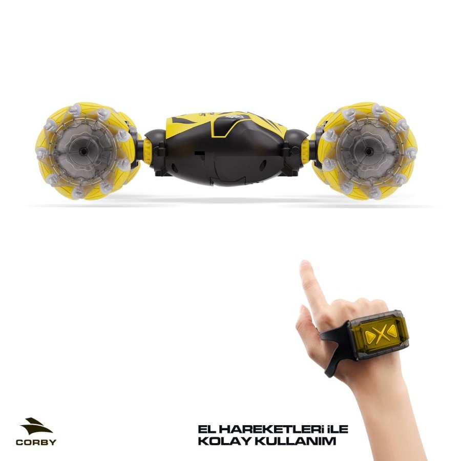 Corby CSG02 Uzaktan Kumandalı Akrobat Araba Sarı - 6