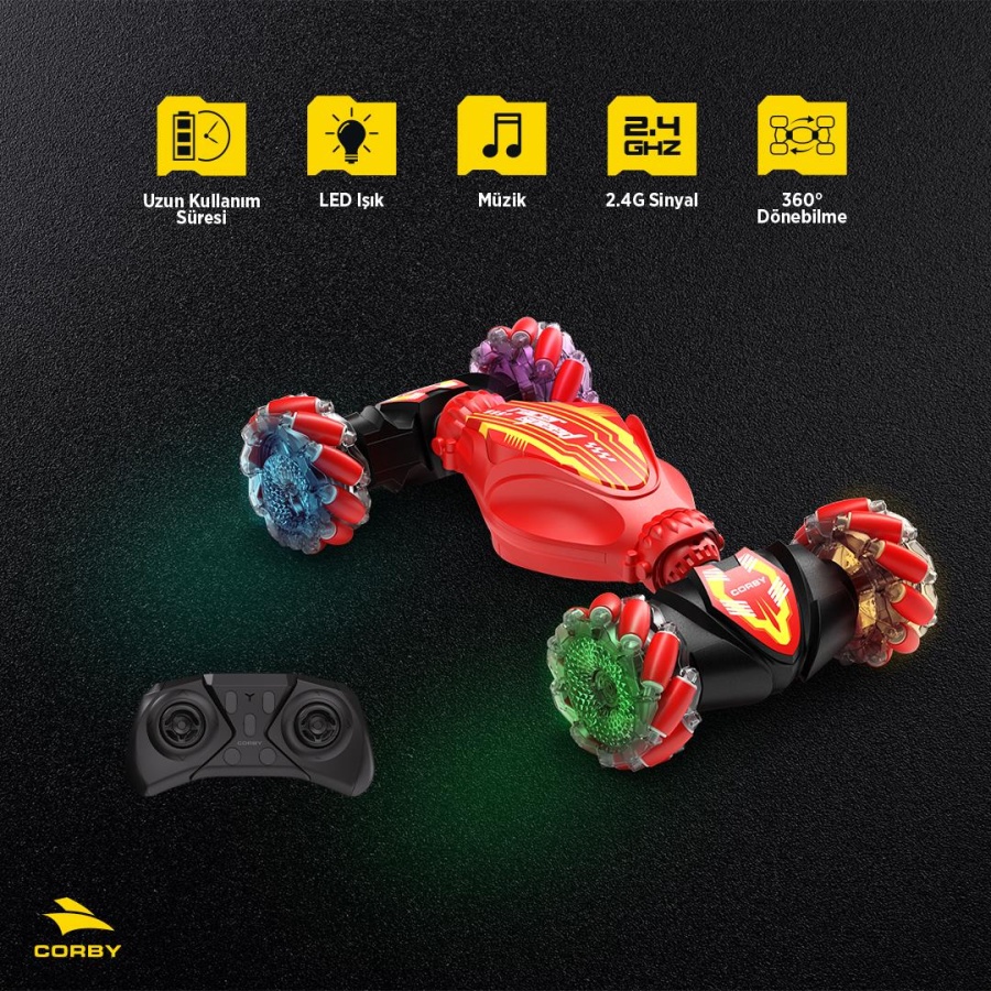 Corby CSG03 Uzaktan Kumandalı Akrobat Araba Kırmızı - 2