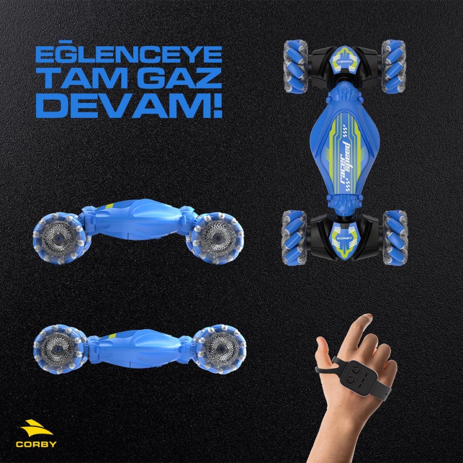 Corby CSG03 Uzaktan Kumandalı Akrobat Araba Mavi - 3