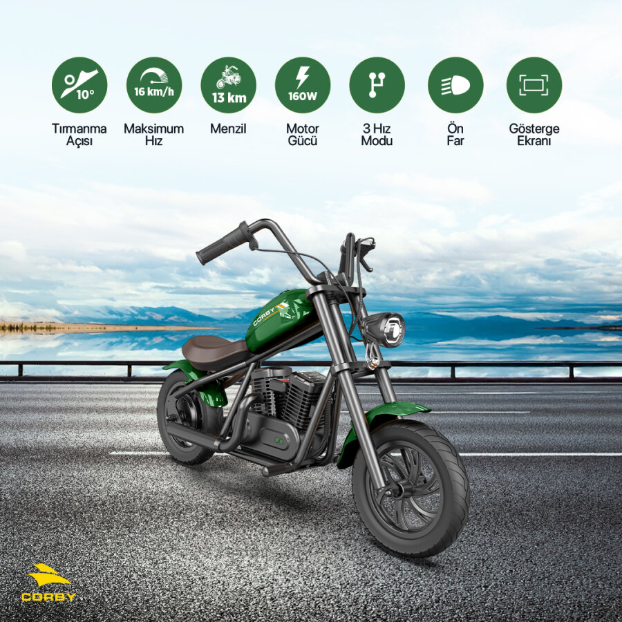 Corby Jetty 300 R240X Elektrikli Mini Çocuk Motoru 160W Yeşil - 2