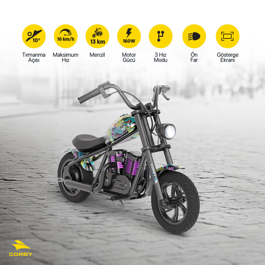 Corby Jetty 300 R240X Pro Elektrikli Mini Çocuk Motoru 160W Mavi - 2