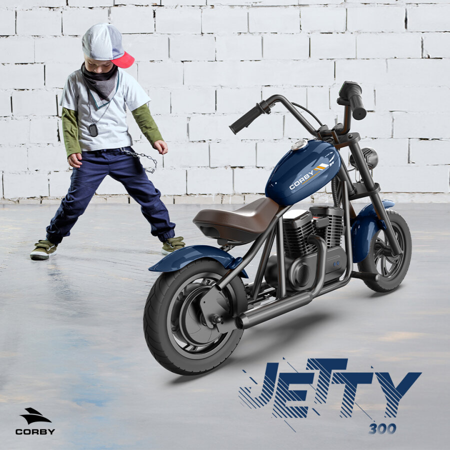 Corby R240X Elektrikli 3 Vitesli Farlı 13km Menzilli 160W Güçlü Mini Çocuk Motoru Motosikleti Mavi - 1