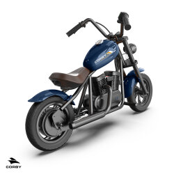 Corby R240X Elektrikli 3 Vitesli Farlı 13km Menzilli 160W Güçlü Mini Çocuk Motoru Motosikleti Mavi - 4