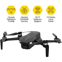 Corby Recon-X Brushless WiFi Kameralı Drone 720P HD Kamera Katlanabilir Uzaktan Kumandalı Siyah - 2