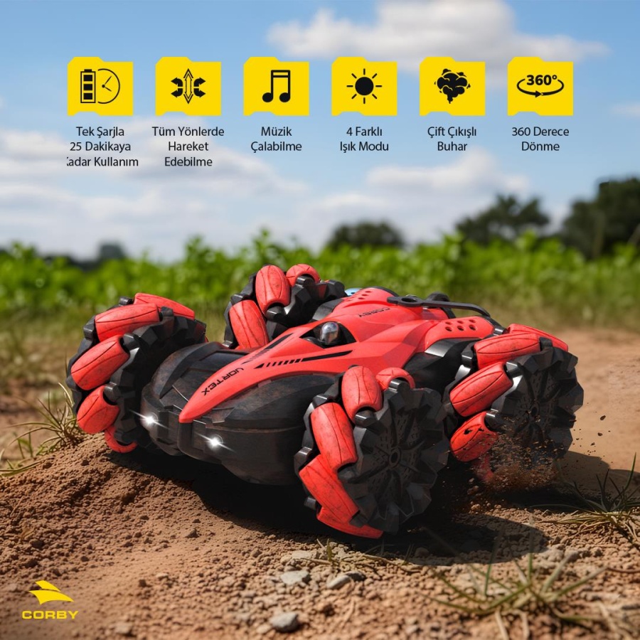 Corby Vortex CSG10 Uzaktan Kumandalı Akrobat Araba Kırmızı - 2