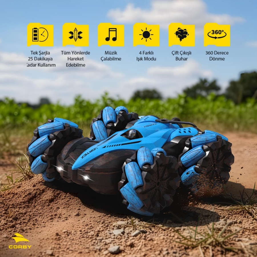 Corby Vortex CSG10 Uzaktan Kumandalı Akrobat Araba Mavi - 2