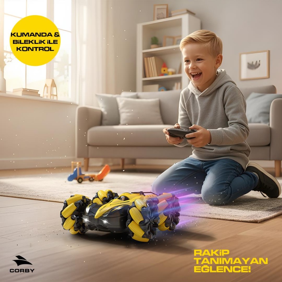 Corby Vortex CSG10 Uzaktan Kumandalı Akrobat Araba Sarı - 3