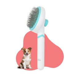 Happy Toozey HT08 Otomatik Temizlenen Tuşlu Evcil Hayvan Fırçası Kedi Köpek Tüy Toplayıcı Tarak Beyaz - 3