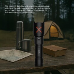 House Pratik HP105 Şarjlı 3 Modlu 500 Lümen El Feneri Siyah - 3