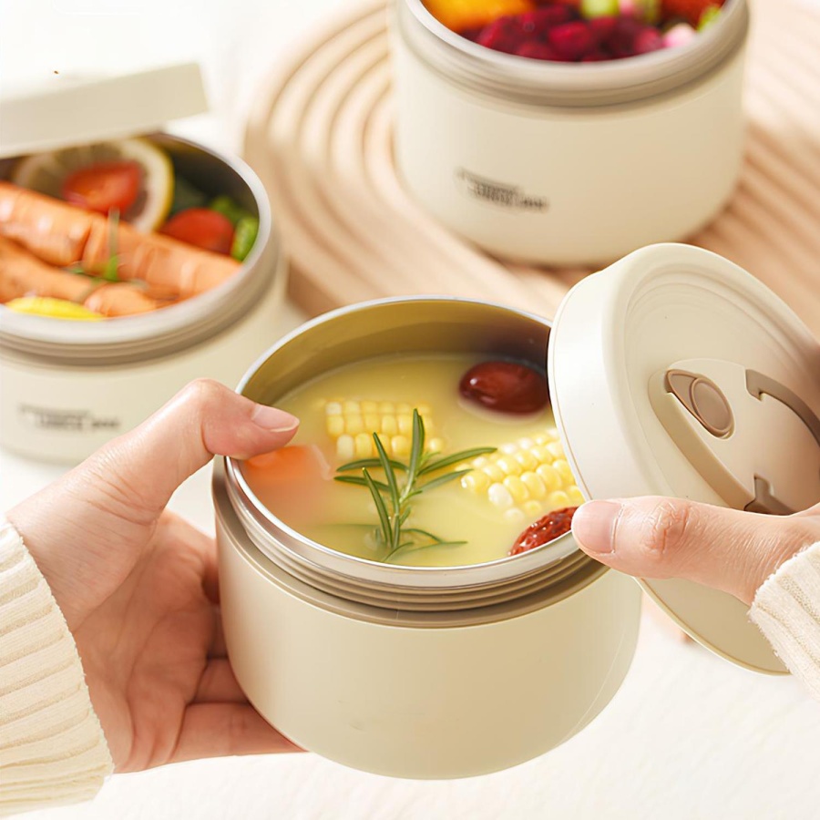 House Pratik HP107 Çantalı Paslanmaz Çelik 2'li 600 + 440ml Lunch Box Yemek Kabı - 4