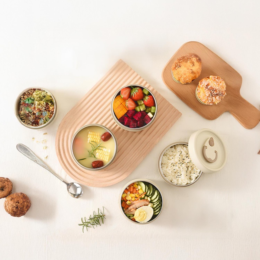 House Pratik HP107 Çantalı Paslanmaz Çelik 2'li 600 + 440ml Lunch Box Yemek Kabı - 5