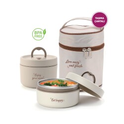 House Pratik HP107 Çantalı Paslanmaz Çelik 2'li 600 + 440ml Lunch Box Yemek Kabı - House Pratik