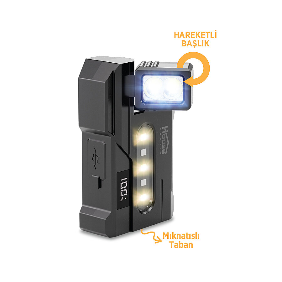 House Pratik HP113 Şarjlı Çok Fonksiyonlu Led El Feneri - 3