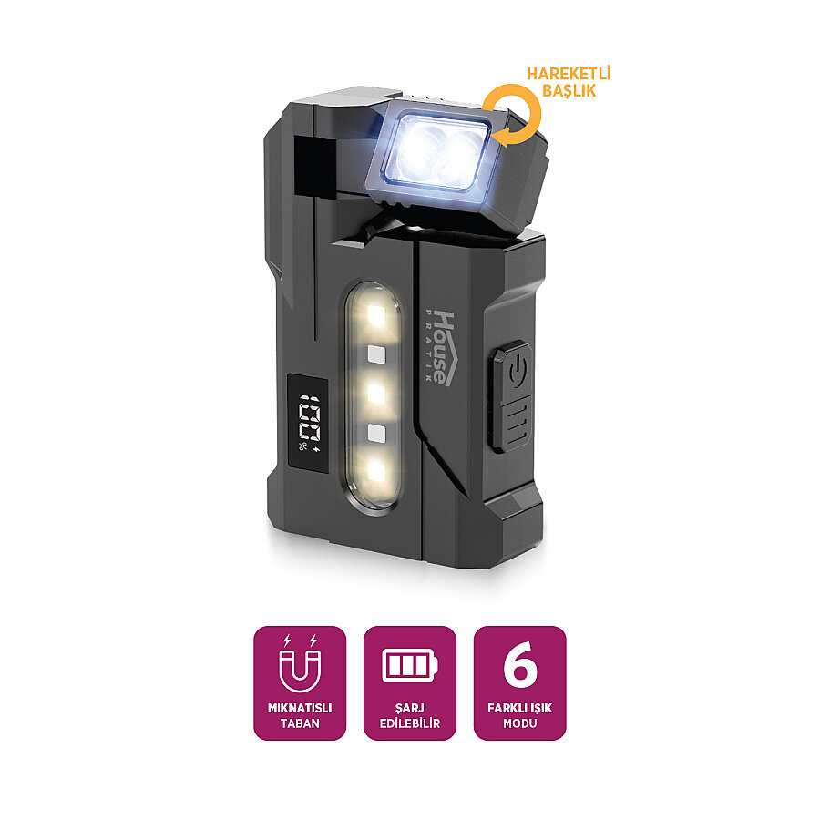 House Pratik HP113 Şarjlı Çok Fonksiyonlu Led El Feneri - 2