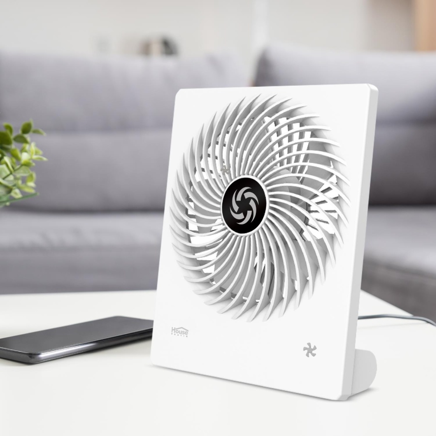 House Pratik HP63 Yüksek Performanslı Taşınabilir Şarj Edilebilir 3 Kademeli Masaüstü Fan Beyaz - 3