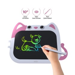 House Pratik HP66 Pilli Figürlü LCD Ekran Elektronik Yazı Tahtası 10 İnç Pembe - 4