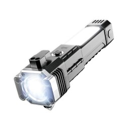 House Pratik HP71 Acil Durum El Feneri 4 Modlu Powerbank & Cam Kırma Çekici Type-C Şarjlı Siyah - House Pratik