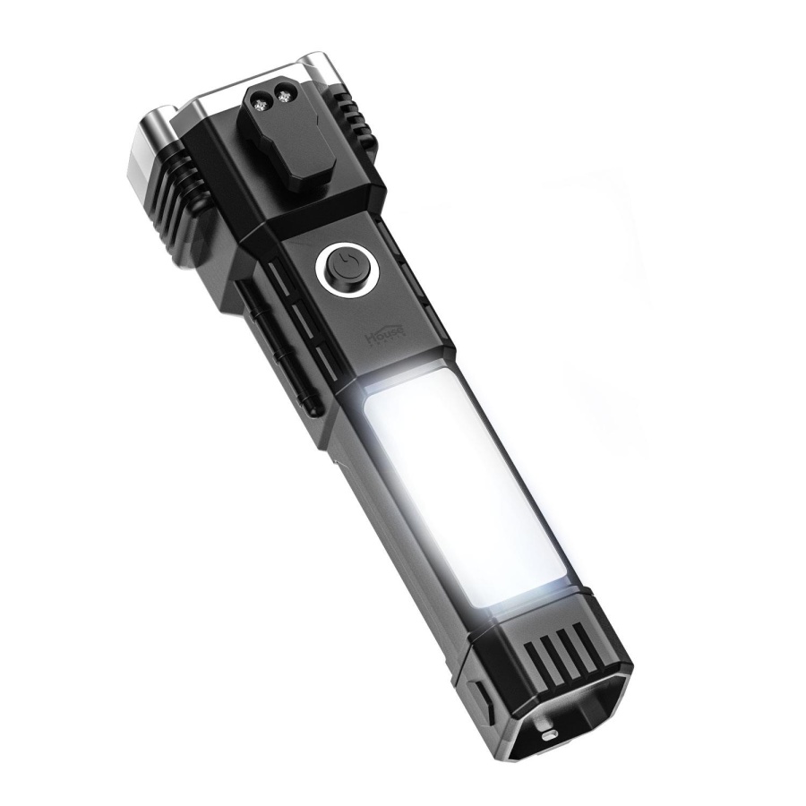 House Pratik HP71 Acil Durum El Feneri 4 Modlu Powerbank & Cam Kırma Çekici Type-C Şarjlı Siyah - 3