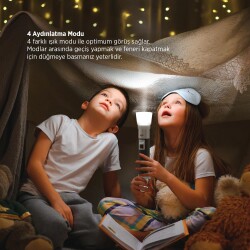 House Pratik HP75 Güçlü El Feneri 380 Lümen 200m Aydınlatma Type-C Şarjlı 4 Modlu Siyah - 4