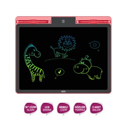 House Pratik HP78 Pilli LCD Ekran Elektronik Yazı Tahtası 16 İnç Kırmızı - 2