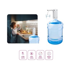 House Pratik HP82 Şarjlı Otomatik Type-C Girişli Damacana Su Pompası Beyaz - 6