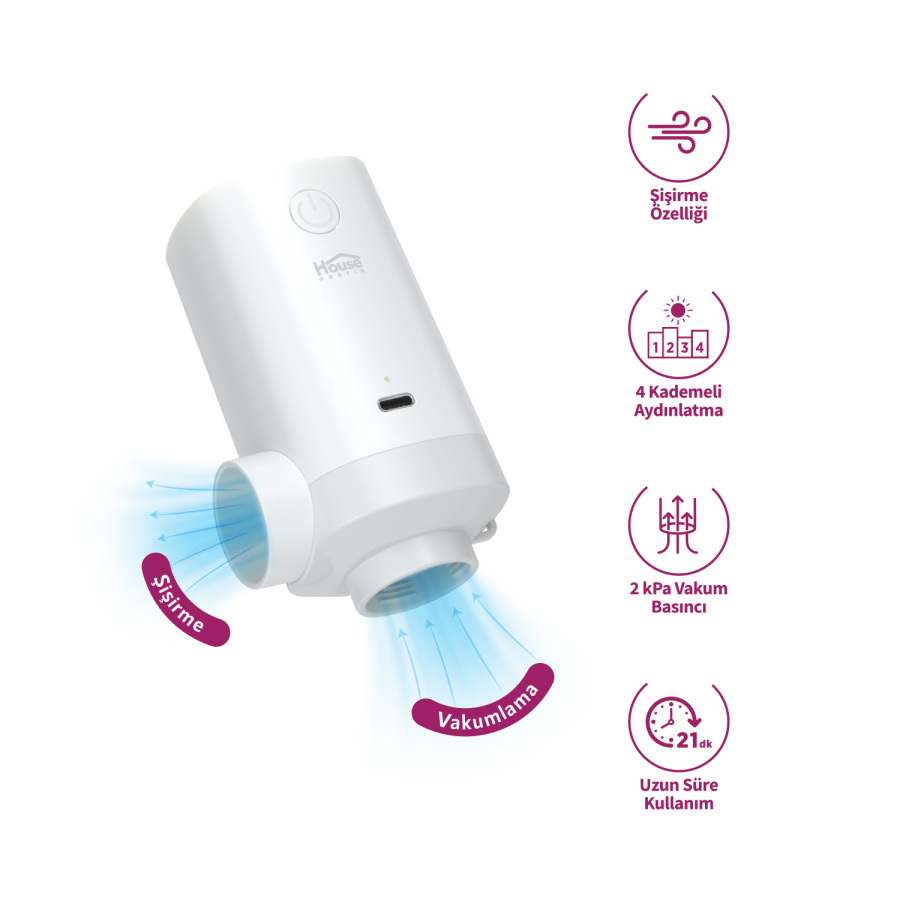 House Pratik HP83 Şarjlı Hava Pompası ve Vakumlama Cihaz - 2
