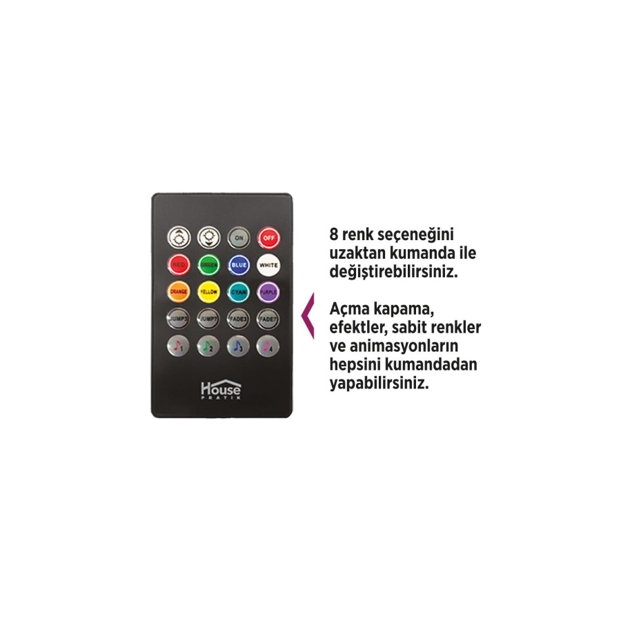 House Pratik HP86 Uzaktan Kumandalı TV Arkası RGB Led Aydınlatma 2 Metre - 4
