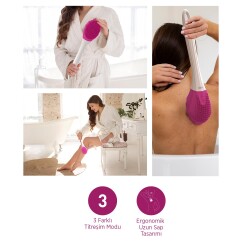 House Pratik HP87 Şarjlı Silikon Duş Fırçası 3 Mod Titreşimli Vücut Temizleme Fırçası Pembe - 3