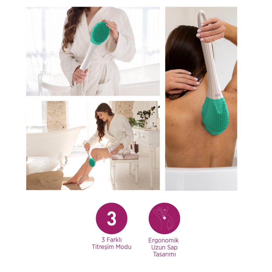House Pratik HP87 Şarjlı Silikon Duş Fırçası 3 Mod Titreşimli Vücut Temizleme Fırçası Yeşil - 3