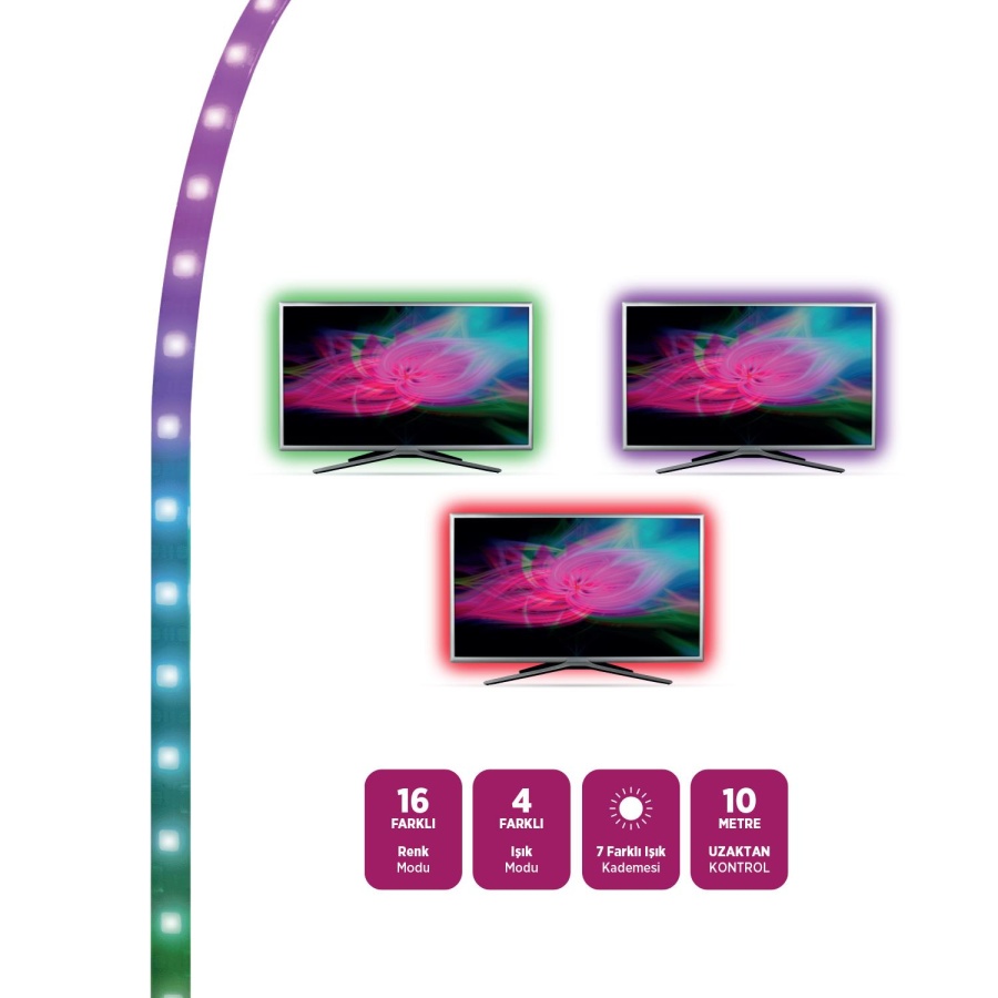 House Pratik HP88 Uzaktan Kumandalı TV Arkası RGB Led Aydınlatma - 2