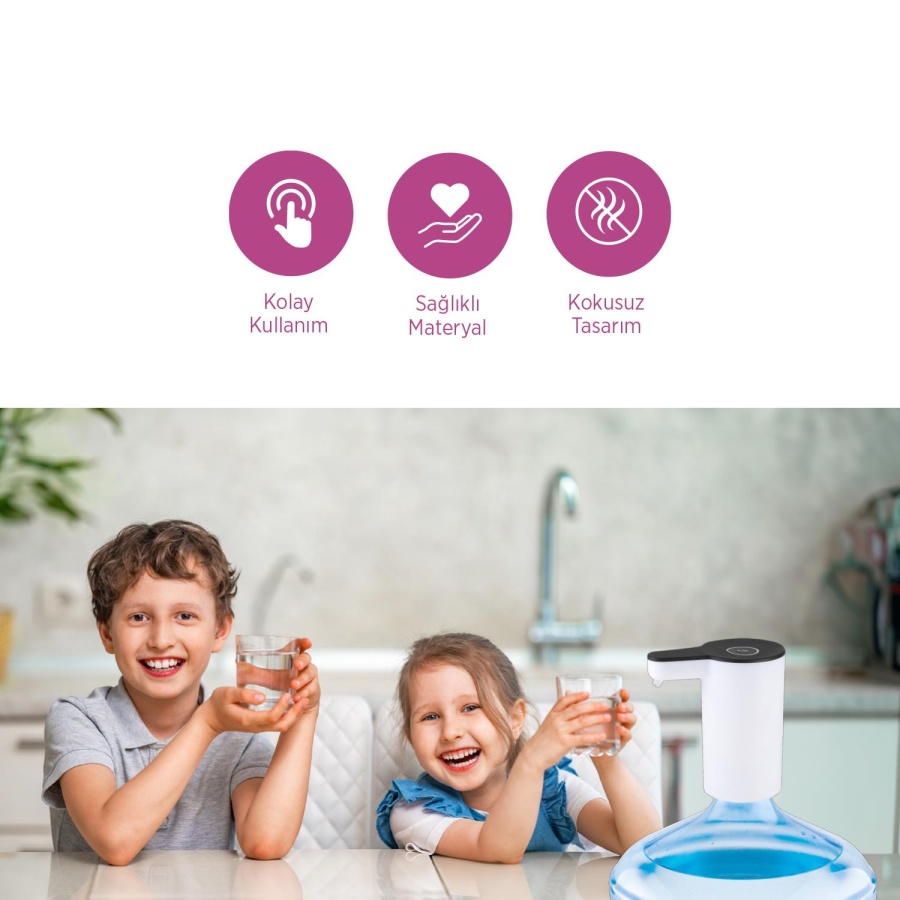 House Pratik HP97 Şarjlı Damacana Su Pompası Beyaz - 3